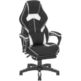 GAMING STOL kovina, umetna masa, tekstil črna, bela