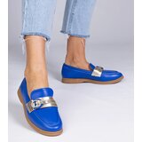 Gemre Blue faux leather moccasins with rhinestones Berita Cene