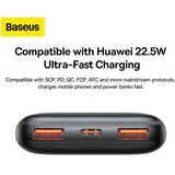 Baseus powerbank 10.000 mAh + USB A na tip C PD QC3.0 3A 20W PPBD040201 črni | Shoptok.si