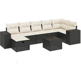 Maison Chic Seti vrtnega pohištva - Vrtna garnitura - Vrtni pohištvo set 8-delna z blazinami črn poli ratan, (21798774) | Shoptok.si