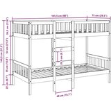  Krevet na kat 75 x 190 cm od masivne borovine | shoptok.hr