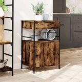vidaXL Kuhinjski voziček dimljen hrast 56x43x89,5 cm inženirski les | Shoptok.si