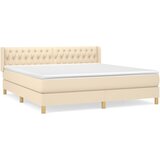 vidaXL Box spring postelja z vzmetnico krem 180x200 cm blago, (20894339) | Shoptok.si