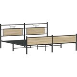 Metalni Kovinski posteljni okvir brez vzmetnice sonoma hrast 200x200 cm, (21829294) | Shoptok.si