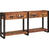 vidaXL Konzolni stolovi Set od 2 s ladicama, Višebojno čvrsto obnovljeno drvo, konzolni stol s ladicama 160x33x75 cm Čvrsto obnovljeno drvo | shoptok.hr