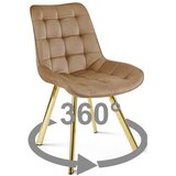 Okretna stolica SORIA 360, smeđi baršun, zlatne metalne noge | shoptok.hr