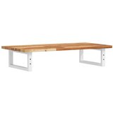  Zidna polica za umivaonik od čelika i masivnog bagremovog drva Smeđa 80 x 40 x 2 cm | Shoptok.si