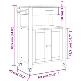  Kuhinjska kolica MONZA 60x40x88,5 cm od masivne borovine | shoptok.hr