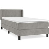 Box spring krevet s madracem svjetlosivi 90x190 cm baršunasti | shoptok.hr