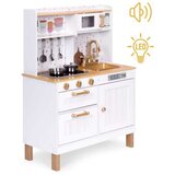 ECO TOYS drvena kuhinja za decu zvuk i led diode large sa ormarićima i 7 dodataka