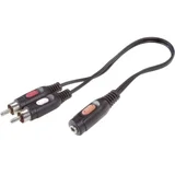 Činč/JACK audio priključni kabel [2x činč utikač - 1x JACK utičnica 3.5mm] 1.50m, crn 50109