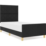 vidaXL okvir postelje Komplet 2 Črn Trden les, tkanina 90 x 200 cm, (22082456) | Shoptok.si