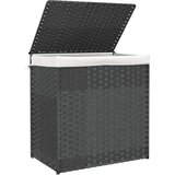  Košara za rublje s 2 odjeljka siva 53 x 35 x 57cm od poliratana | shoptok.hr