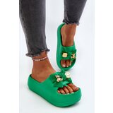 Kesi Women's foam slippers with bow, green Salessa Cene