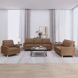 3-dijelni set sofa s jastucima smeđi od tkanine | shoptok.hr