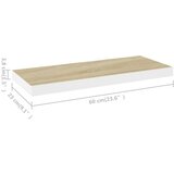 vidaXL plutajuće zidne police 2 kom hrast i bijele 60x23,5x3,8 cm MDF | shoptok.hr