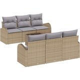  7 Delni vrtni kavč set s blazinami Bež Poli ratan, (22094102) | Shoptok.si