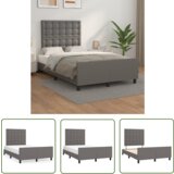 The Living Store Posteljni okvir z vzglavjem siva 120x200 cm umetno usnje - Posteljni Okvir Z Vzglavjem, (21737226) | Shoptok.si