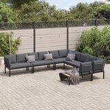 vidaXL 6-dijelni set vrtnih sofa s jastucima crni aluminijski | shoptok.hr