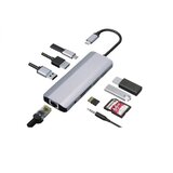 Gembird CM-COMBO9-03 USB Type-C 9-in-1 multi-port adapter USB USB-C+HUB+HDMI+PD+card rea Cene
