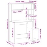  Radni stol s policama siva boja betona 100x45x140 cm drveni | shoptok.hr