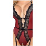Abierta Fina otvoreni body s podvezicama (crno-crveni) - L | shoptok.hr