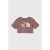 The North Face Otroška bombažna kratka majica G S/S CROP EASY TEE roza barva