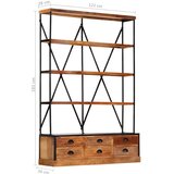Police za knjige s 4 razine i 6 ladica 122x36x181 cm drvo manga | shoptok.hr