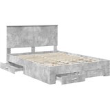  Krevetna konstrukcija s ladicama Betonski sivi 150 x 200 cm | shoptok.hr