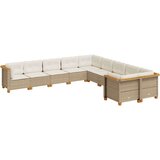 vidaXL 10-dijelni set vrtnih sofa s jastucima bež od poliratana | shoptok.hr