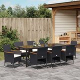 vidaXL Set od 9 komada vrtnih stolica za objedovanje crni poly rattan | shoptok.hr