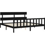  Okvir za krevet s uzglavljem crni 200 x 200 cm od masivnog drva | shoptok.hr