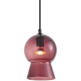 QAZQA Retro viseča svetilka črna z vijoličnim steklom za 1-fazni tirni sistem - Iconic Bell Cene