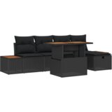  6-dijelni set vrtne sofe s jastučićima crni poli ratan akacija | shoptok.hr