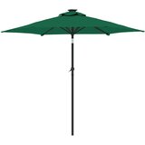  Vrtni suncobran s čeličnom šipkom LED zeleni 225 x 225 x 212 cm | shoptok.hr