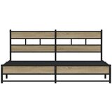 Metalni Kovinski posteljni okvir brez vzmetnice sonoma hrast 193x203 cm, (21608195) | Shoptok.si