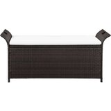 Poli Klop za shranjevanje z blazino 138 cm poli ratan rjave barve | Shoptok.si