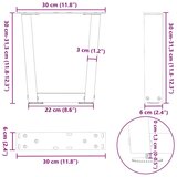  Noge za klubsko mizico v obliki črke V 2 kosa naravno jeklo 30 x (30-31,3) cm jeklo, (22123860) | Shoptok.si