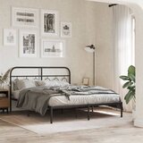 Maison Chic Kovinski Posteljni okvir - Dvoposteljna postelja - Zakonska postelja z vzglavjem črn 140x200 cm, (21693291) | Shoptok.si