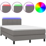 vidaXL Box spring postelja z vzmetnico LED temno siva 120x190 cm blago | Shoptok.si