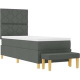 vidaXL Postelja s pomladjo z vzmetnico in klopjo temno siva 80x200 cm tkanina | Shoptok.si