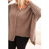 Kesi Włoski Women's Plus Size sweater with acrylic, loose fit and 3/4 sleeve fango | Shoptok.si