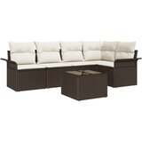  5-delni vrtnem kavču set z blazinami sivo Poli rattan | Shoptok.si