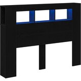  LED glava kreveta s policom Crni hrast 140 x 18,5 x 103,5 cm | Eponuda.com