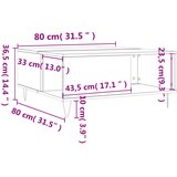  Stolić za kavu boja hrasta 80 x 80 x 36,5 cm konstruirano drvo | shoptok.hr