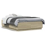 vidaXL Okvir za krevet s LED svjetlima boja hrasta 120 x 190 cm drveni | shoptok.hr