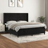 Maison Chic Box spring postelja - Vzmetna postelja z vzmetnico črna 160x200 cm žamet SL21834, (21880916) | Shoptok.si