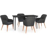  5-dijelni vrtni blagovaonski set s jastucima crni | shoptok.hr