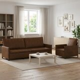  Set sofe 2 pcs Smeđa Umjetni sued - Smeđa 1-Sjedalo + 3-Sjedalo (210 cm) | shoptok.hr