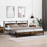 Metalni Kovinski posteljni okvir brez vzmetnice dimljen hrast 200x200cm, (21792961) | Shoptok.si